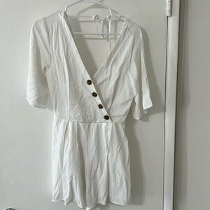 Blue Rain White Button-Front Jumpsuit/Romper
